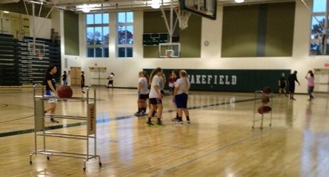 The varsity girls basketball team looks spectacular hooping it up in our new gym. 