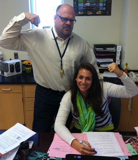 Mr. Campbell and Ms. Ruvel flex for the camera.