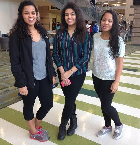 Melanie Ewell 14, Natalia Guzman 15, and Mia Ewell 15 sport Yoga Pants in Town Hall. They are comfortable and  classy at the same time.