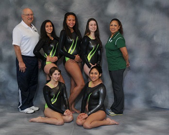 The #whs Gymnastics team poses for the official picture in the Town Hall.