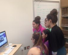 Ms. Cameron's English students Skype with women in Afghanistan. 