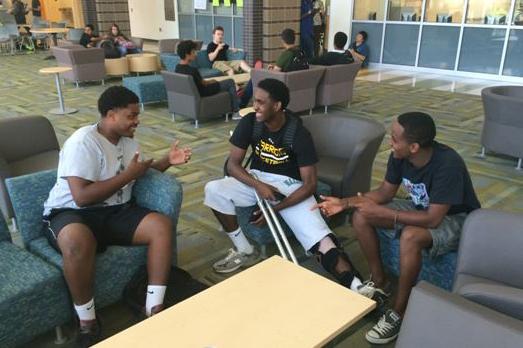 Graduating seniors give advice to rising senior, Xavier Cooper. 