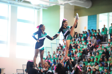 @WarriorCheerfam performing their competition routine at the homecoming pep rally.  