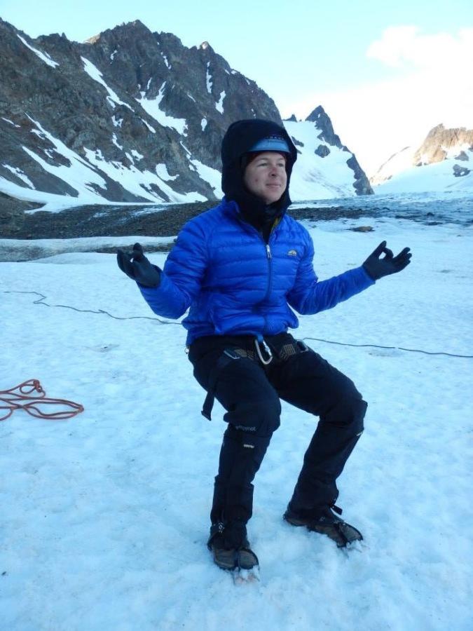 Reid is in his Zen place while climbing in Mt Olympus, Washington