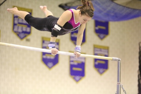 Senior Leah Corts performs at her meet. 