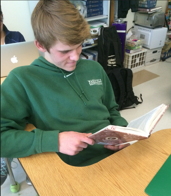 Freshman Joey Hatch spends his time in Warriors Period reading! #wakefieldreads