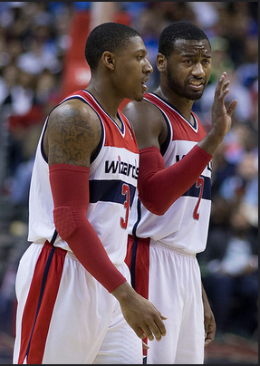 Bradley Beal and John Wall conversating last year.