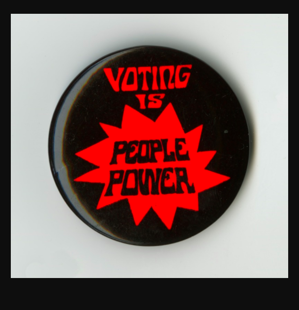 Voting rights button.
National Museum of American History, Smithsonian Institution. 
(http://collections.si.edu/search/detail/edanmdm:nmah_1303137)